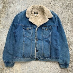 【L/XL】USA製 Wrangler 裏ボア デニムジャケット■ビンテージ オールド レトロ アメリカ古着 ラングラー ジージャン 80s