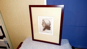 Michl 作 モーツァルト ビンテージ 版画 エッチング 鉛筆 サイン 額装 アート 銅版画 中古 Wolfgang Amadeus Mozart 希少 Radierung