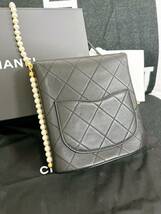 CHANEL シャネル パールチェーン付き ゴールド金具 CCマーク ブラック 正規品_画像3