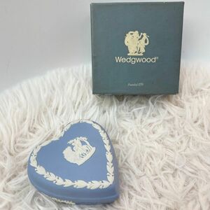 【WEDGWOOD】Jasper ウェッジウッド ジャスパー ハート型 小物入れ ブルー アンティーク 未使用