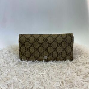 【GUCCI】グッチ 二つ折り 長財布 ウォレット GG ブラウン系