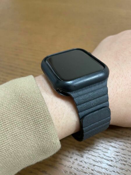 【新品・未使用】Apple Watch ブラックレザーバンド　44mm Lサイズ