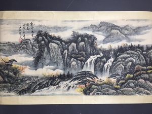 Art hand Auction *Rare item from the past collection* Modern Chinese painting by Qin Zhongwen, hand-painted landscape painting, material: Xuan paper, antique, antique art BK0307, Artwork, Painting, others