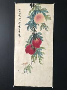 Art hand Auction *Rare item from the past* Modern Chinese work by Qi Baishi, purely hand-painted, Xian Tao painting, painting core, fine art BK0306, Artwork, Painting, others