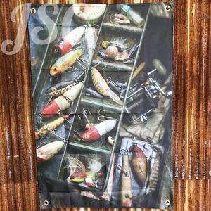 オールドルアー HEDDON へドン フラッグ バナー 看板　ZEAL トップ バス 釣り ハーレー ダイワ レトロ アメリカ トップ道 BF6