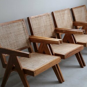 ＜数量限定B品＞ピエールジャンヌレ オフィスチェア ビルマチーク 古材 Pierre Jeanneret Easy Chair V-leg OUTLET 競り