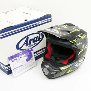 ○10) Arai アライ V-CROSS 4 SLY Mサイズ(57-58cm) バイク用品 VX-4 Vクロス4 スライ 黄F オフロード ヘルメット 元箱付きの画像1