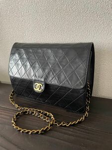 シャネル CHANEL マトラッセ ラムスキン チェーン ショルダーバッグ ブラック