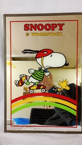 #T29 ミラー 鏡 ウッドストック スヌーピー インテリア　ピーナッツ　壁掛け　SNOOPY woodstock アメリカン雑貨 ビンテージ アンティーク 