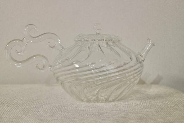 未使用glass atelier えむにFlowのポット茶壺760ml耐熱ガラス ガラス ティーポット急須月水上竜太マエダミユキ 作家物ハンドメイド