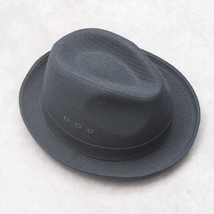 日本製『Borsalino ボルサリーノ』中折れハット 59cm ネイビー 帽子 春夏 メンズ 管理322_画像2