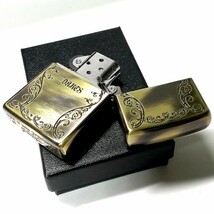 ZIPPO ライター おしゃれ ジッポ かっこいい アンティーク ダーツ 両面加工 ウッドインレイ 彫刻 木象嵌 真鍮イブシ ブラス_画像4