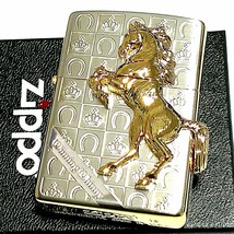 ZIPPO ライター ウイニングウィニー グランドクラウン ジッポ かっこいい シルバー＆ゴールド チェック 金銀 馬 おしゃれ_画像2