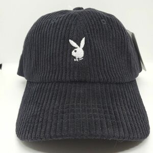 PLAYBOY(プレイボーイ)　帽子　キャップ　ブラック　黒　コーデュロイ