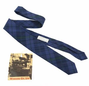 Workers K&T H MFG Co (ワーカーズ) Narrow Tie - Dark Madras -/ ナロータイ ダークマドラス 未使用品 ブルー / ネクタイ