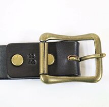 cushman (クッシュマン) 30mm Single Pin Leather Belt / シングルピン レザーベルト カウハイド Lot 29602 ブラック 極美品 w32_画像4