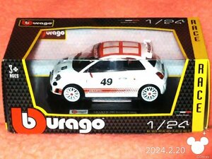 ★☆お由！コレクション品 希少 1/24 burago ABARTH 500 Assetto Corse ミニカー アバルト 500 アセット コルセ レース仕様 未開封☆★