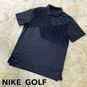 【NIKE GOLF ナイキゴルフ】半袖ポロシャツ Mサイズ ブラック 現行モデル ドライ ゴルフウェア 吸水速乾 DRI-FIT スウォッシュゴム