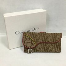 O111 ChristianDior クリスチャンディオール ラスタ サドル トロッター キャンバス×レザー 長財布 ウォレット ブラウン系 S2-1054484_画像1