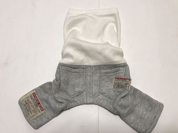【美品】小型犬 ノースリーブロンパース サイズS 白×グレースエットパンツ【送料無料】