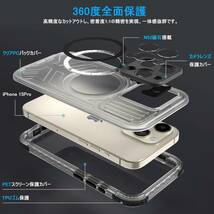 Tmacjump iPhone 15 Pro 用 ケース IP68防水 耐衝撃 MagSage対応 米軍MIL規格 全面保護 防塵 便利なストラップ付き_画像5