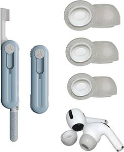 Adhiper[3ペア] Airpods Pro用交換用イヤーチップ クリーナーキット付き Airpods Pro用 ダストメッシュ内蔵 3サイズ (S/M/L) グレー