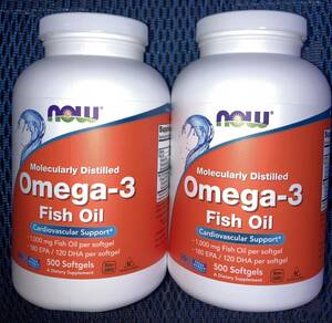  free shipping high capacity 500 soft gel ×2 time limit is 2026 year 5 month on and after. long thing! NOW company DHA EPA Omega 3 1000mg