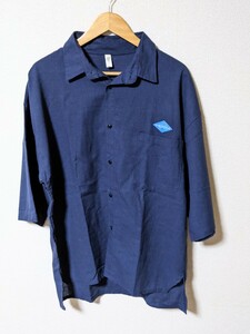 高級 hemp100％ 90s ヴィンテージ シャツ 半袖 ポロシャツ 90年代 古着 麻 シャツ 青 blue 80s USA