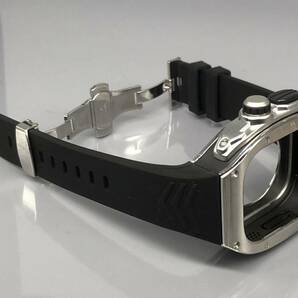 シルバー ブラック sb★アップルウォッチバンド ラバーベルト カバー ステンレス Apple Watch ケース 49mm ウルトラ ultra スポーツの画像2