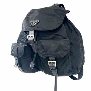 極美品 PRADA tessuto/saffiano backpack BK プラダ テスート/サフィアーノ リュックサック ブラック