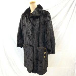 FN11635J【1000円スタート!!】BLACKGLAMA ブラックグラマ carven furs paris 毛皮 ミンク ファー セミロング ロングコート ブラウン F