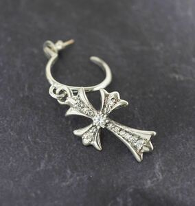 クロムハーツ/クロスフープピアス/カスタムパヴェ/新品加工/インボイス/片耳用/1円から！CHROME HEARTS