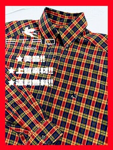 * free shipping!* beautiful goods!* regular price 38,500 jpy -*ETRO Etro check pattern, long sleeve shirt L corresponding ( red, tea, blue, yellow )* left button ** fine quality material!* beautiful . dressing up!