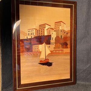 Art hand Auction Italian-made marquetry, wood inlay, wall art, interior, landscape painting, Artwork, Painting, others