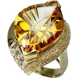 12 number citrine 7.21ct diamond 0.05ct ring * ring K18 Gold 9.2g lady's 