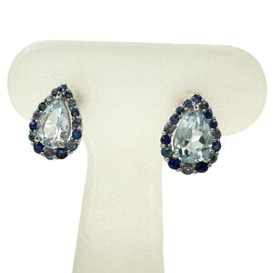  Drop /. type aquamarine sapphire I o light earrings Pt950 platinum /Pt900 platinum 1.8g lady's 