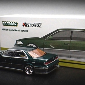 即決！ Tarmac Works 1/64 ターマック ワークス VERTEX トヨタ マークⅡ JZX100 ダークグリーンメタリック 新品・未開封品の画像3