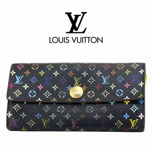 【1円】ルイヴィトン LOUIS VUITTON モノグラム マルチカラー ポルトフォイユサラ ピスタッシュ 二つ折り長財布 フラップ M93748 [廃番]