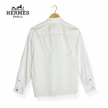 ★激レア★ HERMES エルメス セリエボタン シャツ ハーフジップ コットン トップス 長袖 白 ホワイト メンズ SMサイズ フランス製_画像3