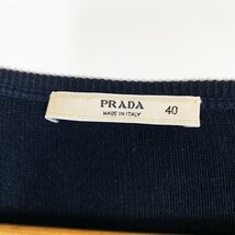 ★美品★ PRADA プラダ ボーダー ニットカーディガン シェルボタン 5分袖 ネイビー 紺 40(Lサイズ) イタリア製 クリーニング済み_画像10