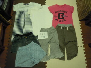 [.] Kids set sale * 140 girl short sleeves clothes together 7 put on spring summer * elementary school student upper grade 