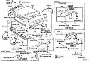 トヨタ ランドクルーザー フロントホイールオープニングエクステンション パッド NO.1 PAD FRONT WHEEL OPENING EXTENSION NO.1 HDJ81V