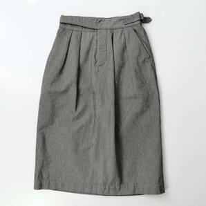 美品 MHL. CHEF CHECK COTTON WOOL 1 S グレー系ハウンドトゥース グルカスカート 2タック ワークスカート ミモレ丈 マーガレットハウエルの画像8