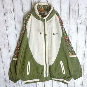 XXL【NIKE】ナイキ 90s 銀タグ ナイロンジャケット 花柄スウッシュロゴの画像2