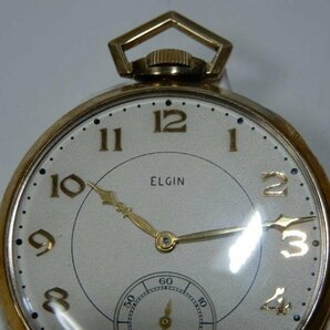 10K金張 ELGIN エルジン 手巻 懐中時計 稼働品 レターパックプラス可 0328W3Gの画像5