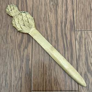  free shipping US Vintage paper-knife letter opener brass leaf 