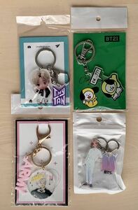 キーホルダー キーリング4点セット(BTS JIMIN&ARMY、JIMIN&ロゴマーク、Tiny TAN JIMIN、BT21 チミーCHIMMY)　未使用 ② end