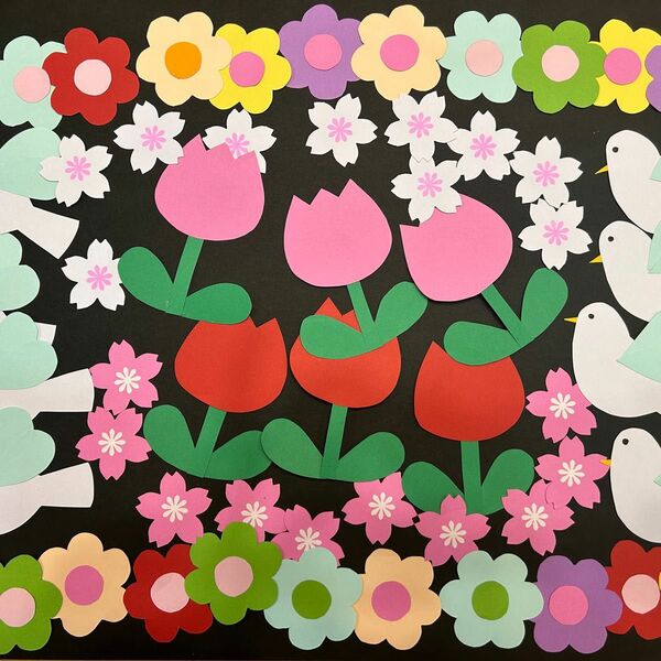 春の壁面飾り チューリップ 花 さくら 鳥