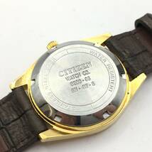 ○F12-93 CITIZEN/シチズン 3針 Daydate デイデイト メンズ 自動巻き 腕時計 レザーベルト 8200-98 稼働品_画像6