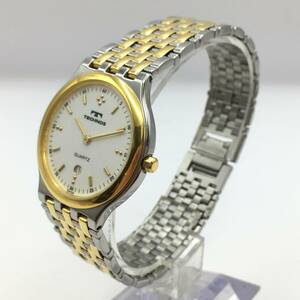 ○L12-287 TECHNOS/テクノス 2針 Date デイト メンズ クォーツ 腕時計 11110S